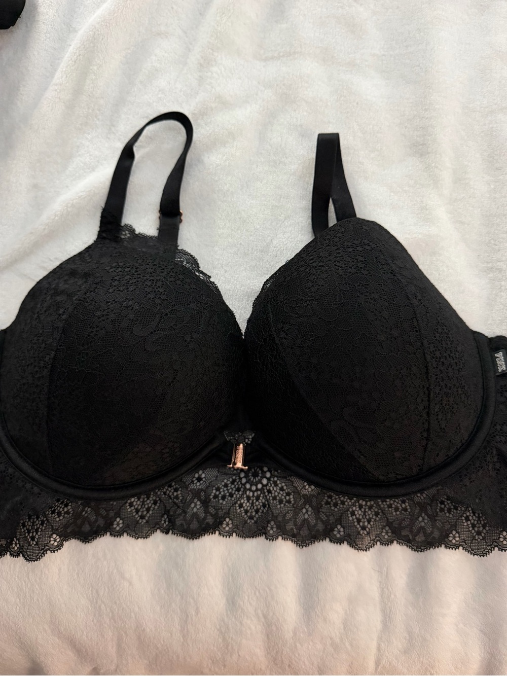PINK Victoria's Secret Black Lace Push-Up Bra